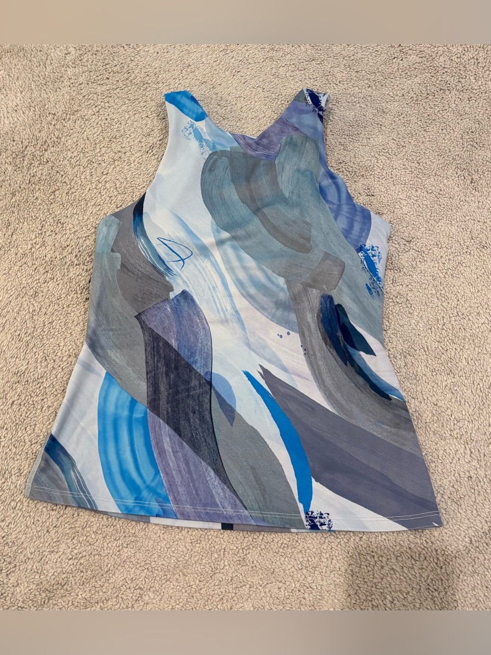 Athleta Conscious Support Top A-C Size S Blue Watercolor Built-In Bra Tank